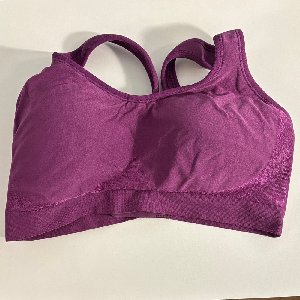 Shapermint Purple and Teal Wireless Seamless Sports Bra